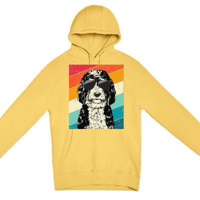 Retro Vintage Bernedoodle With Sunglasses Dog Lovers Premium Pullover Hoodie