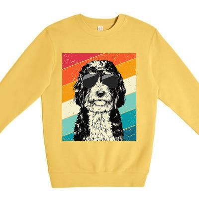 Retro Vintage Bernedoodle With Sunglasses Dog Lovers Premium Crewneck Sweatshirt