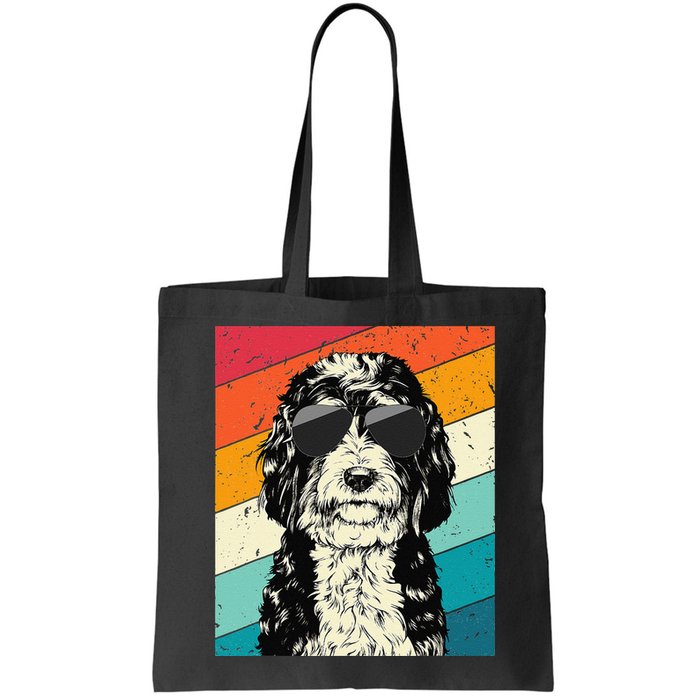 Retro Vintage Bernedoodle With Sunglasses Dog Lovers Bag