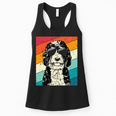 Retro Vintage Bernedoodle With Sunglasses Dog Lovers Womens Tank Top