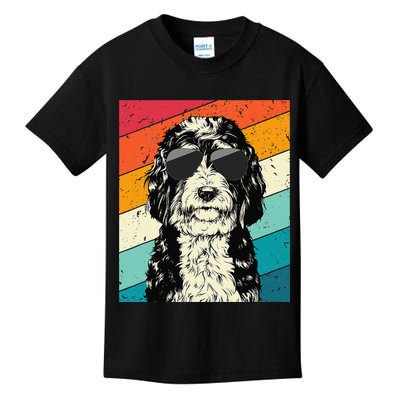 Retro Vintage Bernedoodle With Sunglasses Dog Lovers Kids T-Shirt
