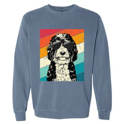 Retro Vintage Bernedoodle With Sunglasses Dog Lovers Garment-Dyed Sweatshirt