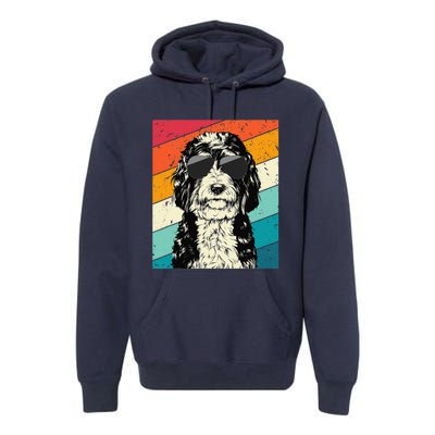 Retro Vintage Bernedoodle With Sunglasses Dog Lovers Premium Hoodie