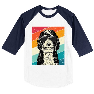 Retro Vintage Bernedoodle With Sunglasses Dog Lovers Baseball Sleeve Shirt