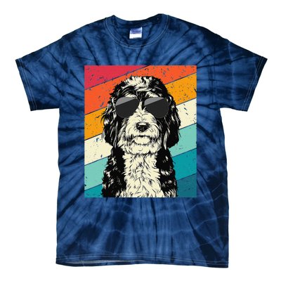 Retro Vintage Bernedoodle With Sunglasses Dog Lovers Tie-Dye T-Shirt