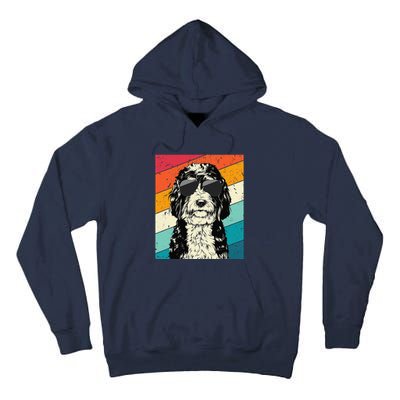 Retro Vintage Bernedoodle With Sunglasses Dog Lovers Tall Hoodie