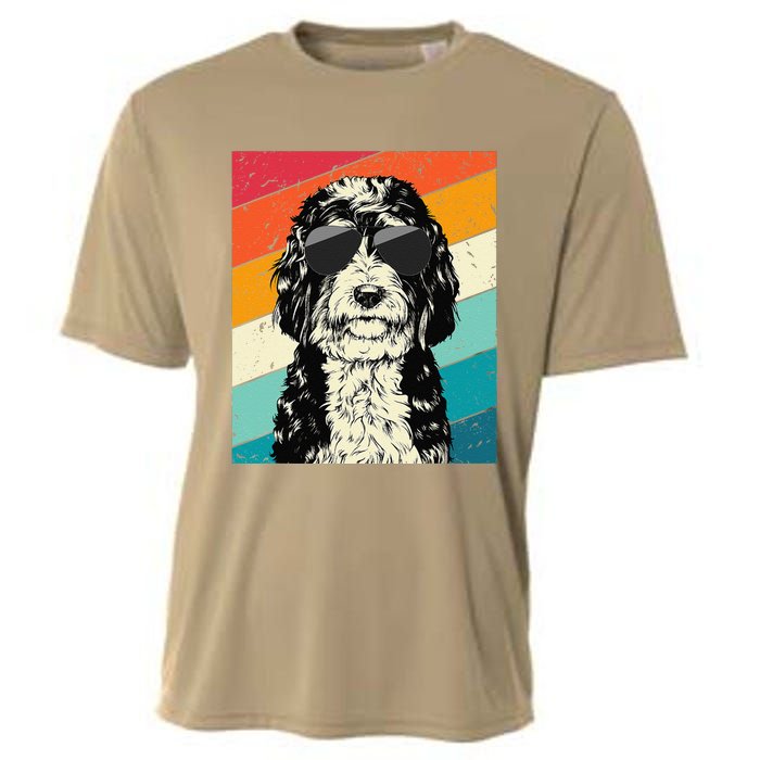 Retro Vintage Bernedoodle With Sunglasses Dog Lovers Cooling Performance Crew T-Shirt