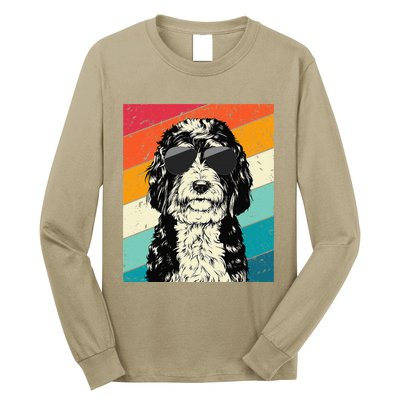 Retro Vintage Bernedoodle With Sunglasses Dog Lovers Long Sleeve Shirt