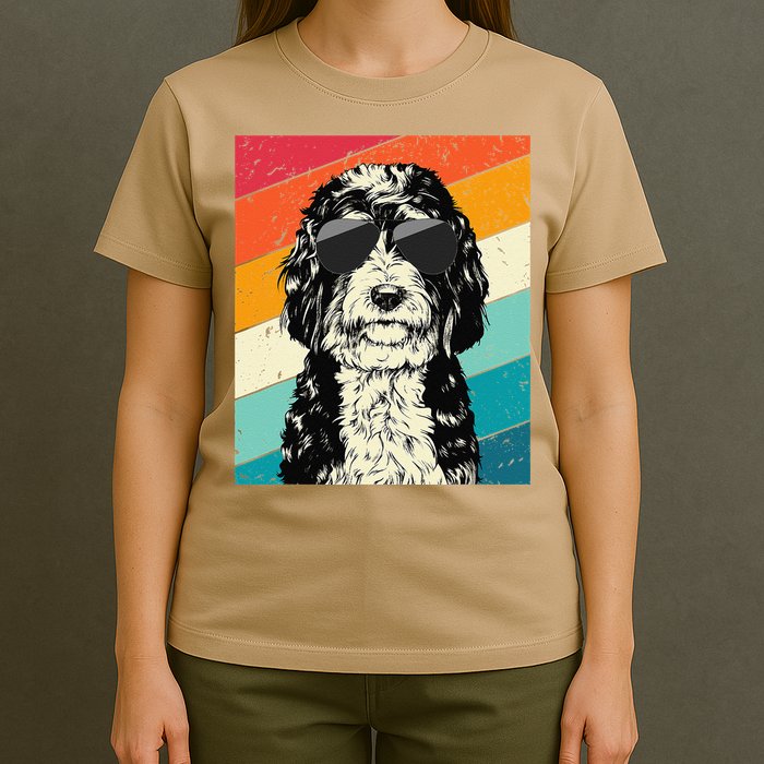 Retro Vintage Bernedoodle With Sunglasses Dog Lovers T-Shirt