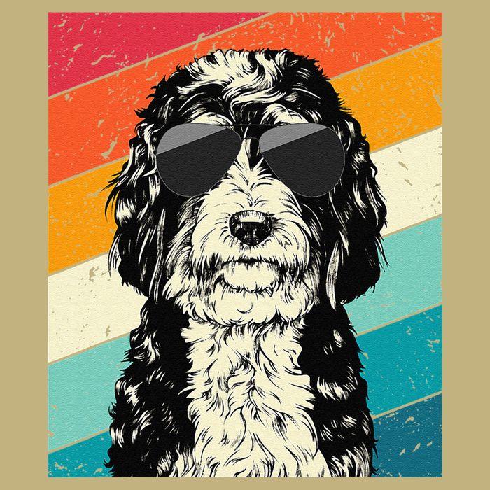 Retro Vintage Bernedoodle With Sunglasses Dog Lovers T-Shirt