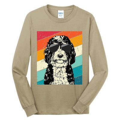 Retro Vintage Bernedoodle With Sunglasses Dog Lovers Tall Long Sleeve T-Shirt