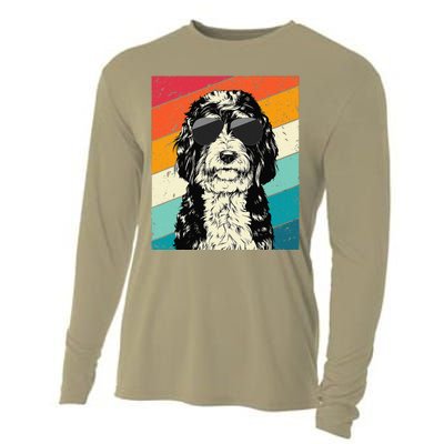 Retro Vintage Bernedoodle With Sunglasses Dog Lovers Cooling Performance Long Sleeve Crew