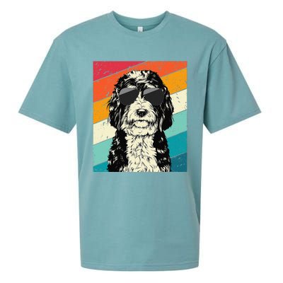 Retro Vintage Bernedoodle With Sunglasses Dog Lovers Sueded Cloud Jersey T-Shirt