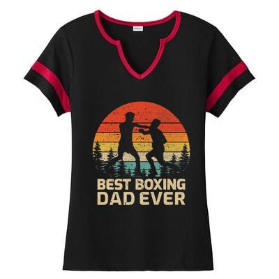 Retro Vintage Best Boxing Dad Ever Fathers Day Gift Ladies Halftime Notch Neck Tee