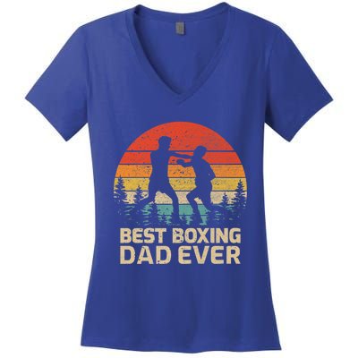 Retro Vintage Best Boxing Dad Ever Fathers Day Gift Women's V-Neck T-Shirt