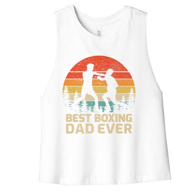 Retro Vintage Best Boxing Dad Ever Fathers Day Gift Women's Racerback Cropped Tank