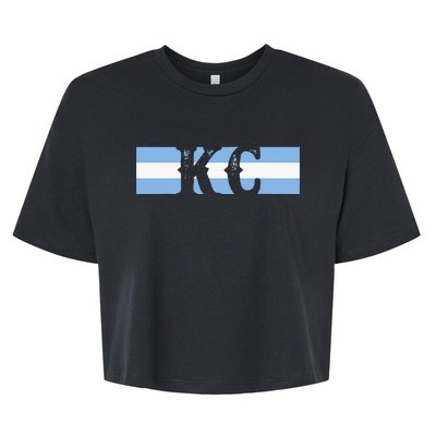 Retro Vintage Blue Stripes Kc Kansas City Bella+Canvas Jersey Crop Tee