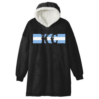 Retro Vintage Blue Stripes Kc Kansas City Hooded Wearable Blanket