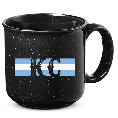 Retro Vintage Blue Stripes Kc Kansas City 15oz Campfire Ceramic Mug