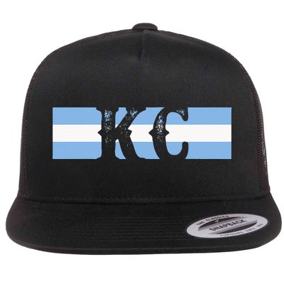 Retro Vintage Blue Stripes Kc Kansas City Flatbill Hat