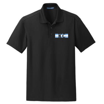 Retro Vintage Blue Stripes Kc Kansas City Dry Zone Grid Polo