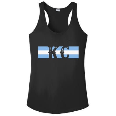 Retro Vintage Blue Stripes Kc Kansas City Ladies PosiCharge Competitor Racerback Tank