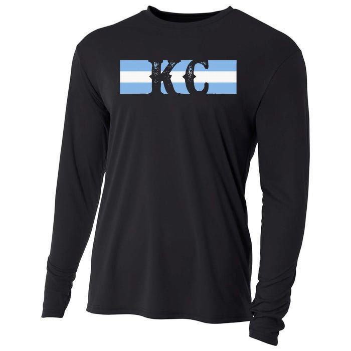 Retro Vintage Blue Stripes Kc Kansas City Cooling Performance Long Sleeve Crew