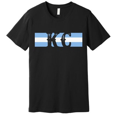 Retro Vintage Blue Stripes Kc Kansas City Premium T-Shirt