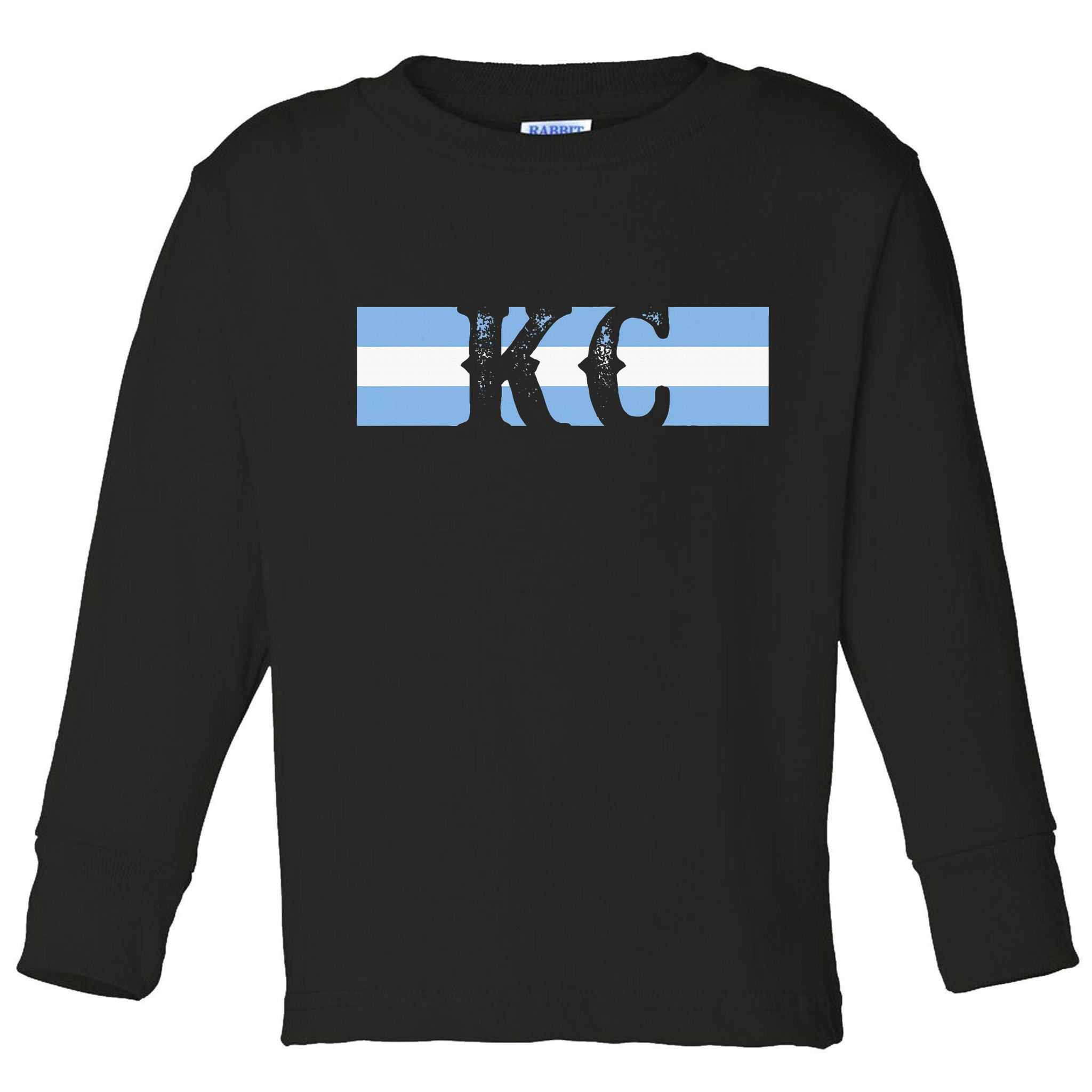 Retro Vintage Blue Stripes Kc Kansas City Toddler Long Sleeve Shirt