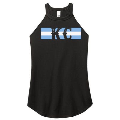 Retro Vintage Blue Stripes Kc Kansas City Women’s Perfect Tri Rocker Tank