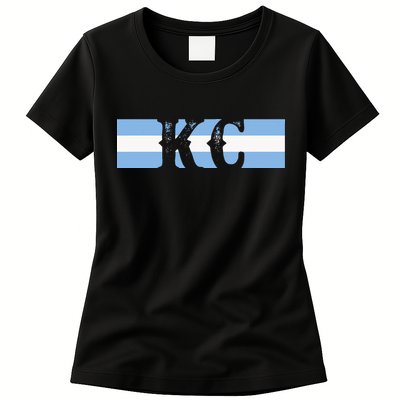 Retro Vintage Blue Stripes Kc Kansas City Womens T-Shirt