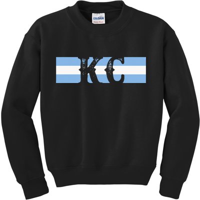 Retro Vintage Blue Stripes Kc Kansas City Kids Sweatshirt