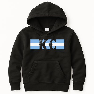Retro Vintage Blue Stripes Kc Kansas City Kids Hoodie