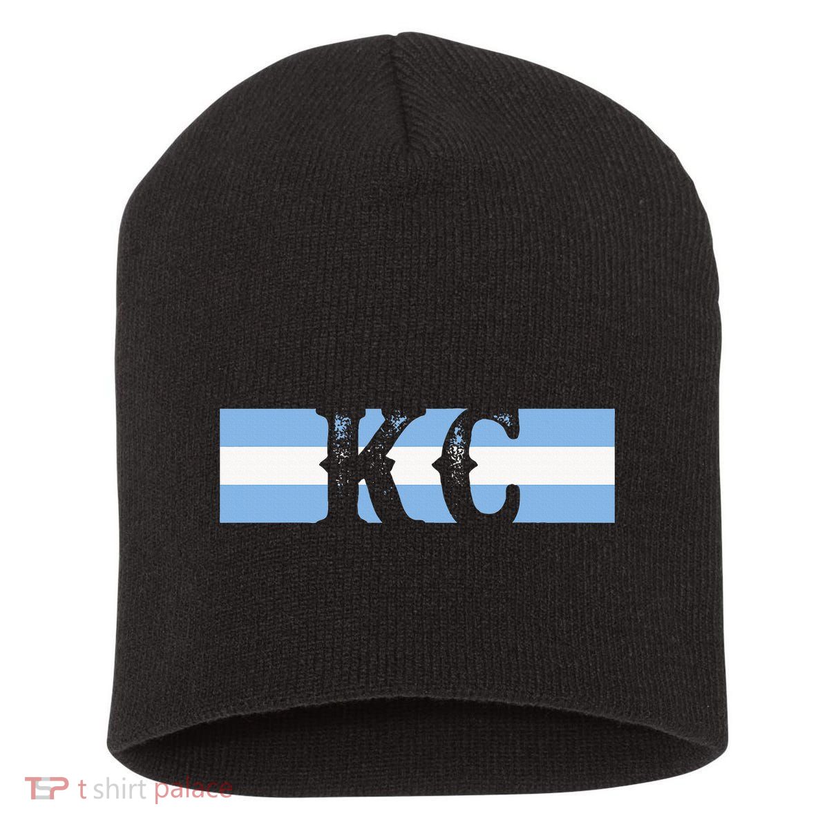 Retro Vintage Blue Stripes Kc Kansas City Short Acrylic Beanie
