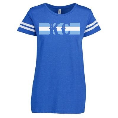 Retro Vintage Blue Stripes Kc Kansas City Enza Ladies Jersey Football T-Shirt