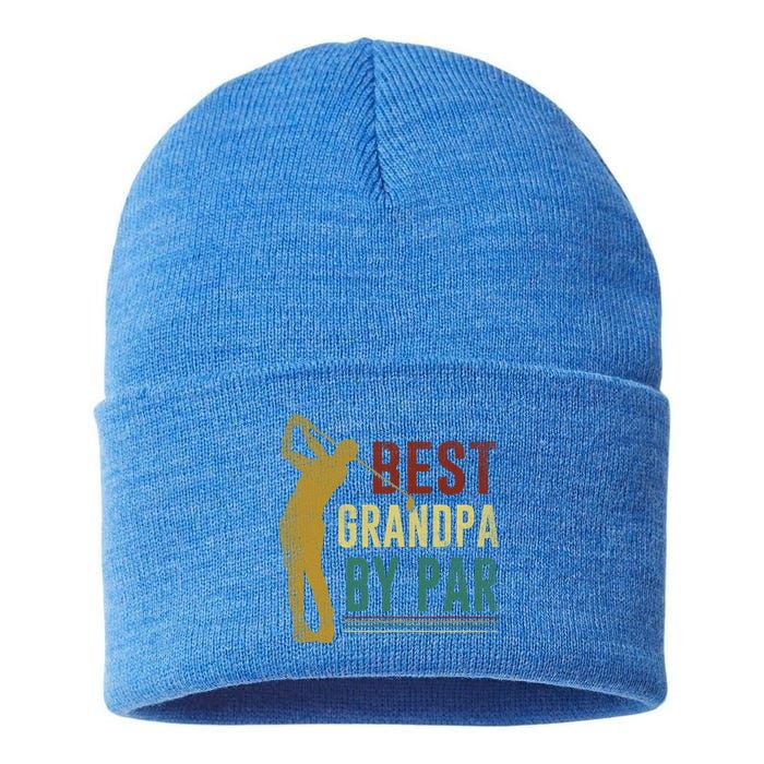 Retro Vintage Best Grandpa By Par Golf Fathers Day Gift Sustainable Knit Beanie