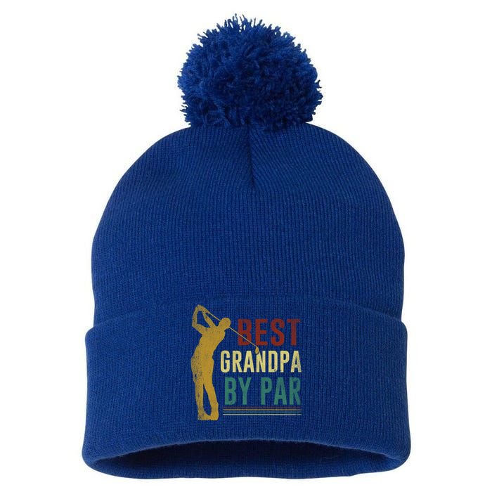 Retro Vintage Best Grandpa By Par Golf Fathers Day Gift Pom Pom 12in Knit Beanie