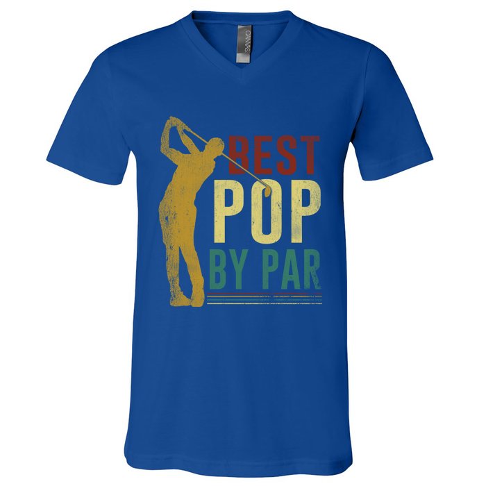 Retro Vintage Best Pop By Par Golf Fathers Day Meaningful Gift V-Neck T-Shirt