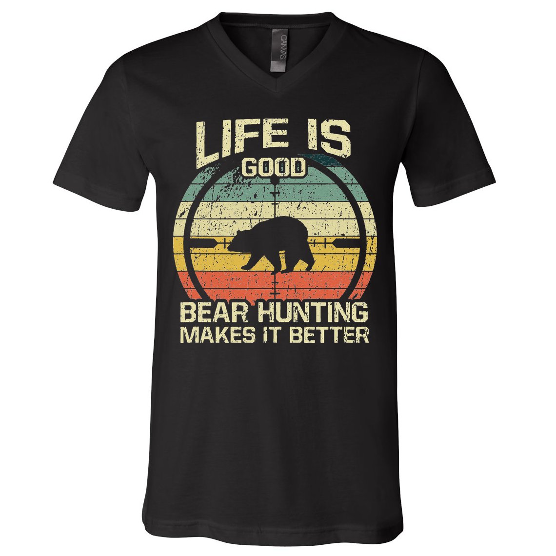 Retro Vintage Bear Hunter Bear Hunting Makes It Better V-Neck T-Shirt