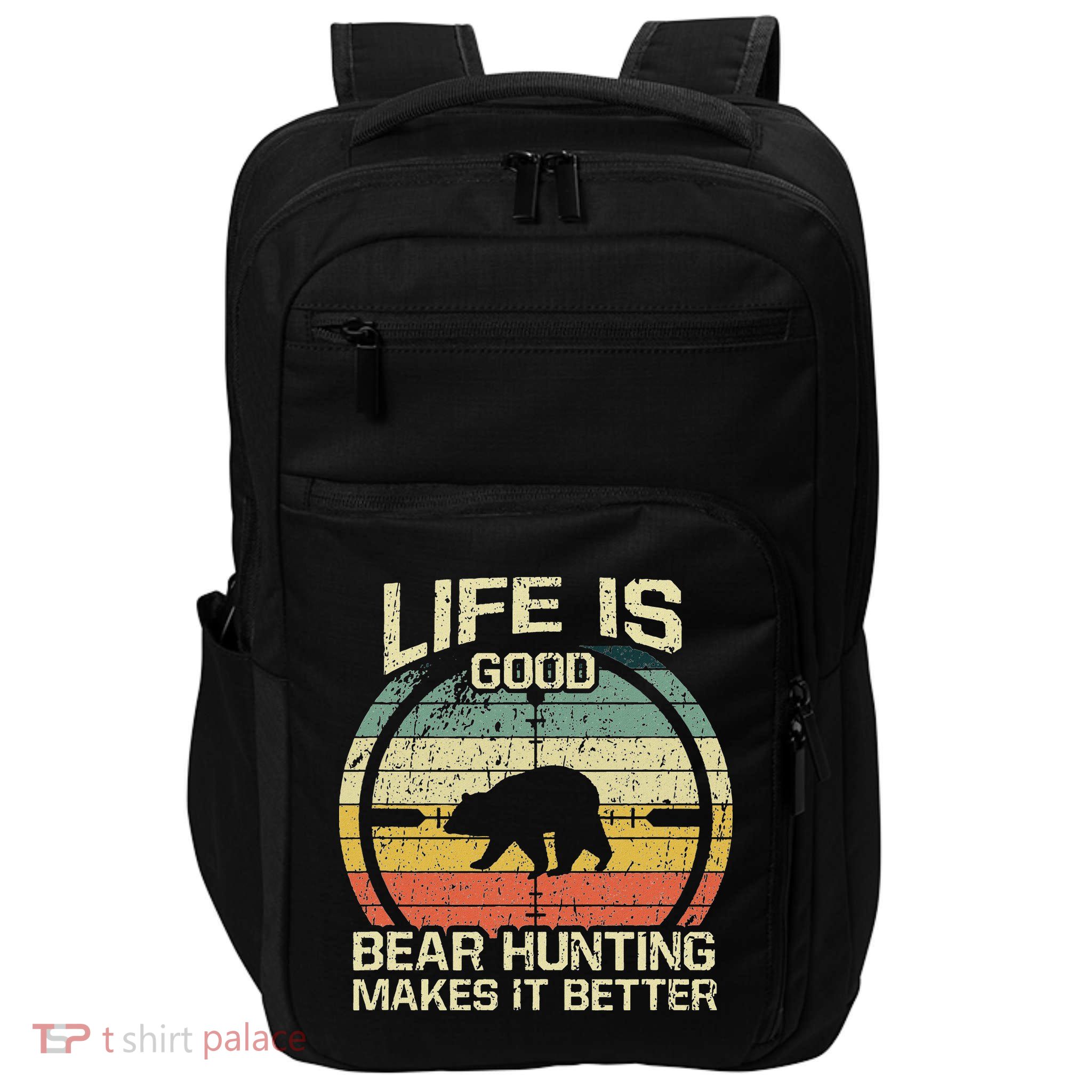 Retro Vintage Bear Hunter Bear Hunting Makes It Better Impact Tech Backpack