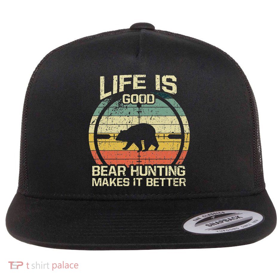 Retro Vintage Bear Hunter Bear Hunting Makes It Better Flatbill Hat