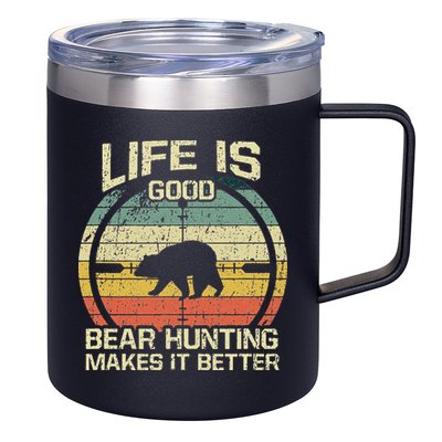 Retro Vintage Bear Hunter Bear Hunting Makes It Better 12oz Stainless Steel Coffee Mug
