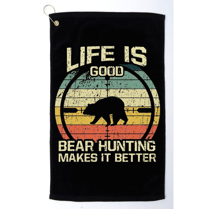 Retro Vintage Bear Hunter Bear Hunting Makes It Better Golf Towel