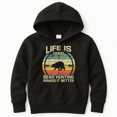 Retro Vintage Bear Hunter Bear Hunting Makes It Better Kids Hoodie