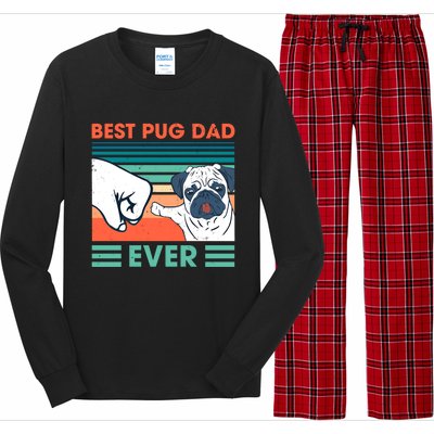 Retro Vintage Best Pug Dad Ever Dog Dad Daddy Fathers Day Gift Long Sleeve Pajama Set