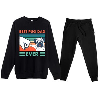 Retro Vintage Best Pug Dad Ever Dog Dad Daddy Fathers Day Gift Premium Crewneck Sweatsuit Set