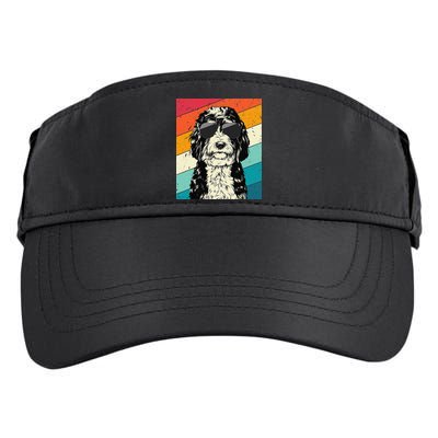 Retro Vintage Bernedoodle With Sunglasses Dog Lovers Adult Drive Performance Visor
