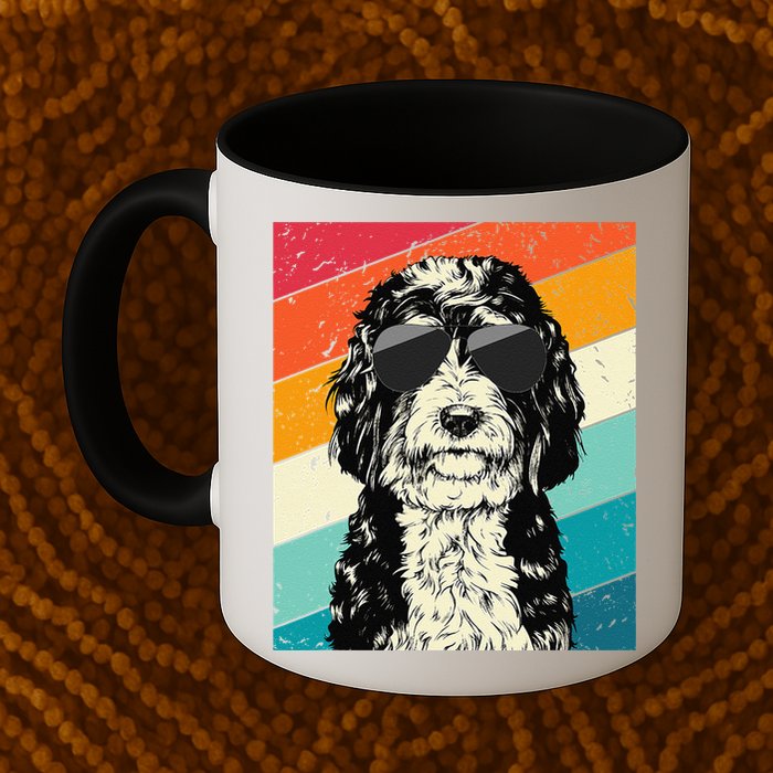 Retro Vintage Bernedoodle With Sunglasses Dog Lovers Mug