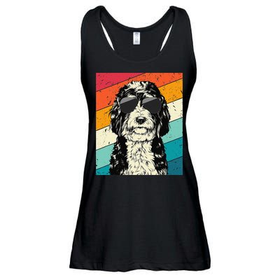 Retro Vintage Bernedoodle With Sunglasses Dog Lovers Ladies Essential Flowy Tank
