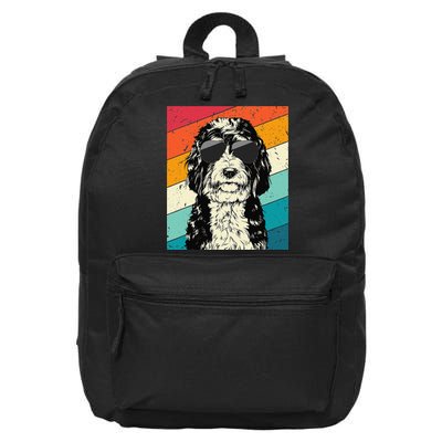 Retro Vintage Bernedoodle With Sunglasses Dog Lovers 16 in Basic Backpack